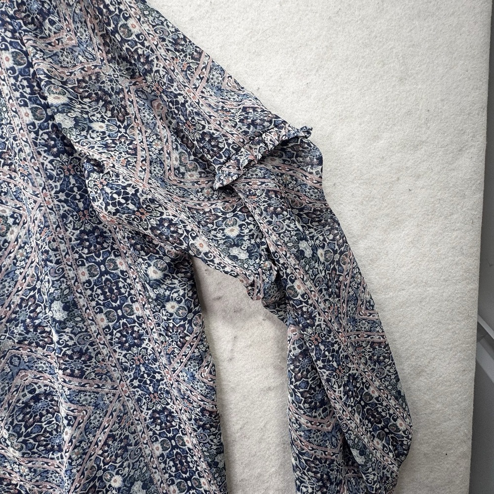 Westport‎ Blue Womens Plus Size 1X Feminine Boho Festival Peasant Top Lined LS - Picture 12 of 12